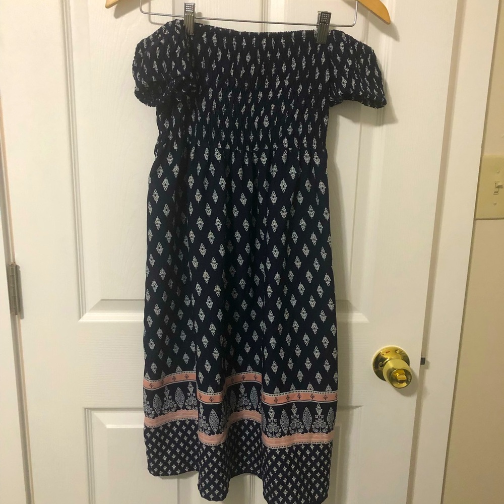 Smocked off-the-shoulder maternity sundress
